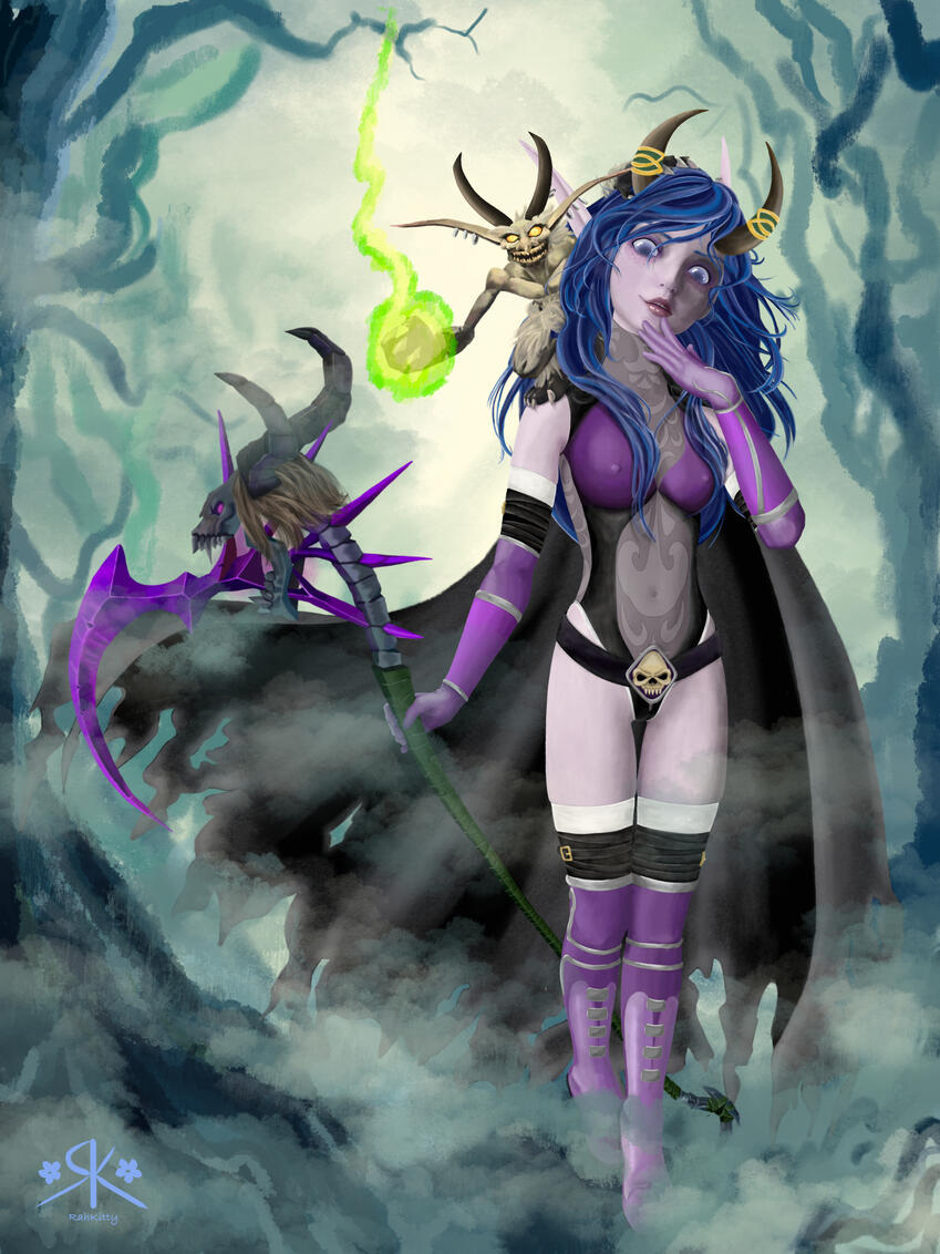 Full body, weapon, minion, medium background - (this is an older piece and my style has updated since it's creation)